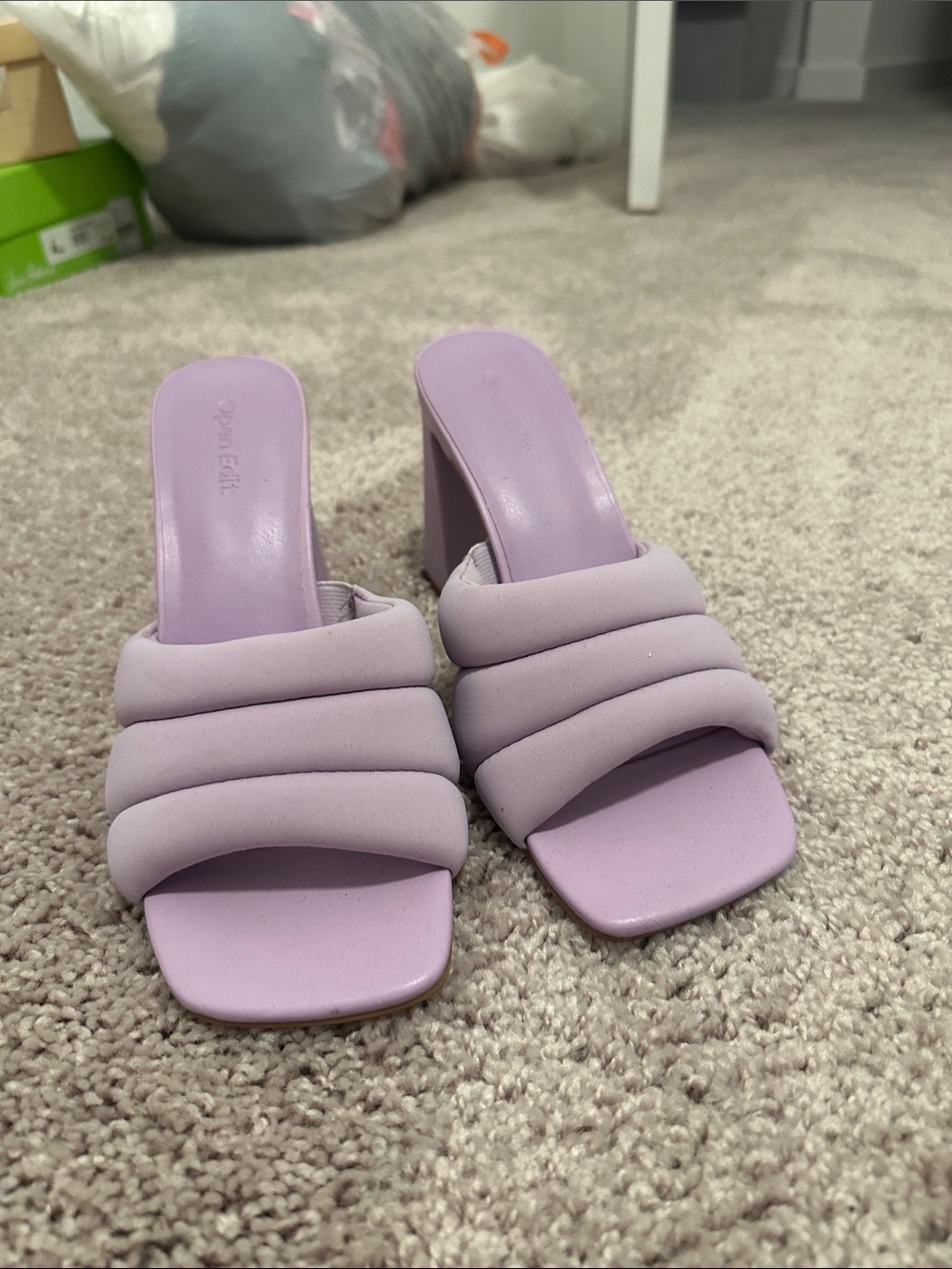 Lilac Quilted Block Heel